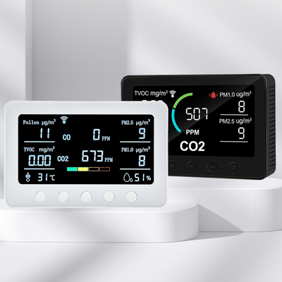 Mobile Sync Smart Air Quality Monitor Carbon Dioxide Pollen Perangkat Pemantauan IAQ