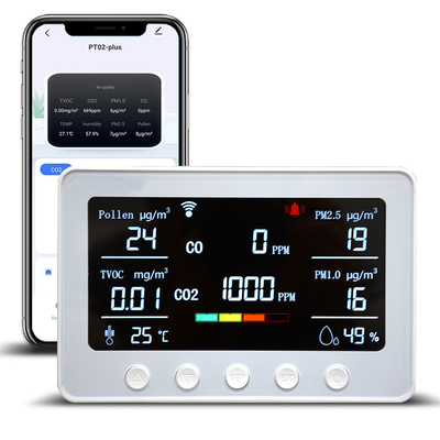 kualitas 2.4GHz WiFi Indoor Smart Air Quality Monitor PM2.5 PM1.0 Untuk Sekolah & Kelas pabrik