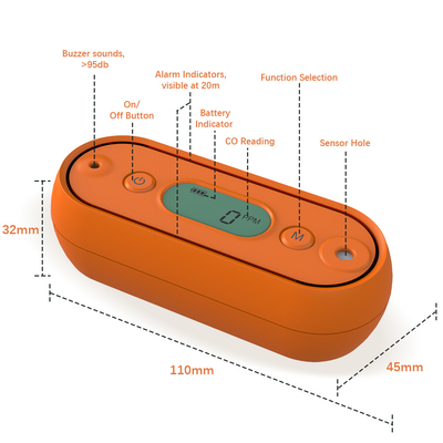 Kompak Portable Carbon Monoxide Alarm Detector Dengan Digital Display 125g