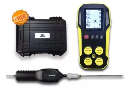 Detektor Multi-Gas Portable dengan Data Logger - CH4/CO2/H2S/O2 Gas Analyzer untuk