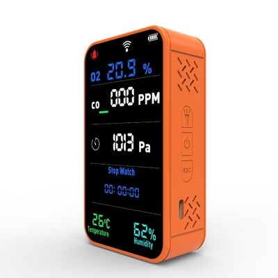 Harga yang bagus Monitor Multi Gas WiFi 7-in-1 yang Dapat Diisi Ulang O2 CO dengan Sensor Elektrokimia on line