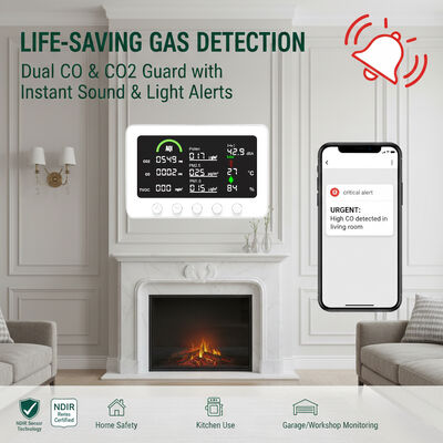 Harga yang bagus Monitor Kualitas Udara Profesional 10-in-1: Pengukur CO2, PM2.5, TVOC, & CO Real-time dengan Kontrol Aplikasi Tuya & RS485 untuk Rumah Pintar on line